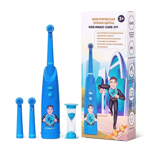 CLEARDENT Электрическая зубная щетка детская Kids Magic Care супергерой щетка стеклоочистителя bibi care 4902 бескаркасная 400 мм 16