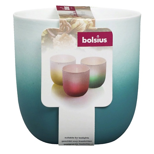BOLSIUS Подсвечник Bolsius 75/70 бело-бирюзовый - для чайных свечей bolsius подсвечник bolsius candle accessories 20 74 для чайных свечей