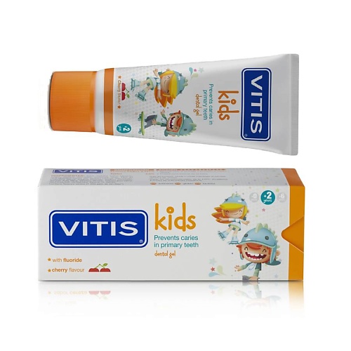 DENTAID Зубная паста-гель VITIS KIDS 2+ детская. Неабразивная. Вкус: вишня 50 curaprox зубная паста   is white вкус лайма 90