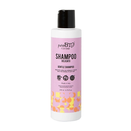 PUROBIO Шампунь для нормальных и сухих волос Мягкий Gentle Shampoo 200 beon шампунь hemp oil укрепление и увлажнение для нормальных и сухих волос 400