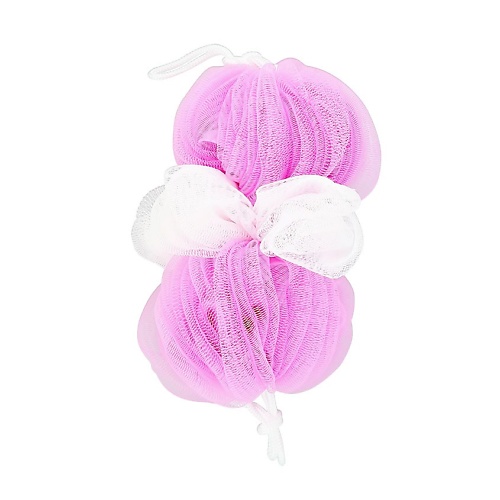 DECO. Мочалка для тела тройная синтетическая с ручками (pink&white) kallyeas мочалка шар для тела