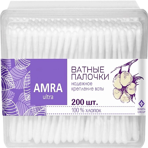 AMRA Ватные палочки в банке прямоугольная 200 ватные палочки amra в контейнере 200 шт