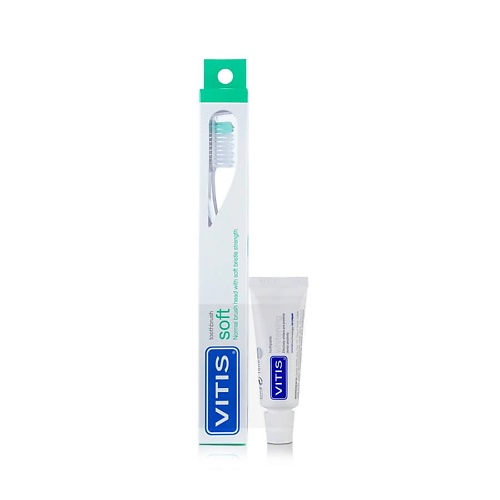 фото Dentaid зубная щётка vitis soft/souple в твердой упаковке + зубная паста vitis whitening