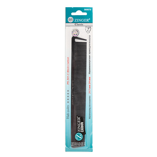 ZINGER расческа для волос Classic PS-341-C Black Carbon zinger расческа carbon prof combs