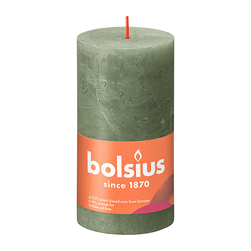 BOLSIUS Свеча рустик Shine оливковый 415 bolsius свеча в стекле арома яблоко с корицей 434