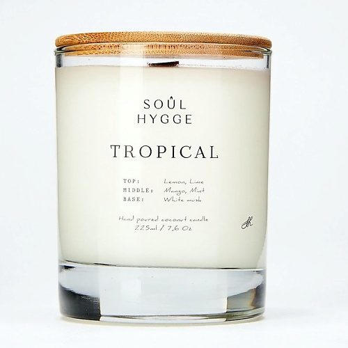 SOUL HYGGE Ароматическая свеча TROPICAL с деревянным фитилем 221 soul man
