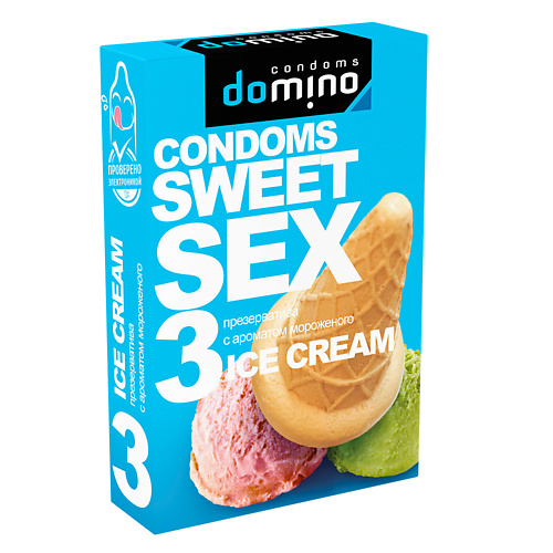 DOMINO CONDOMS Презервативы DOMINO SWEET SEX ICE CREAM 3 domino condoms презервативы domino sweet sex strawberry cocktail 3