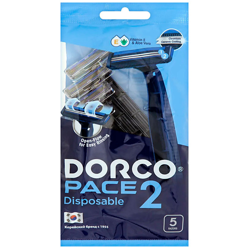 DORCO Бритвы одноразовые PACE2, 2-лезвийные 1 бритвенные станки одноразовые carelax для зоны бикини 3 шт