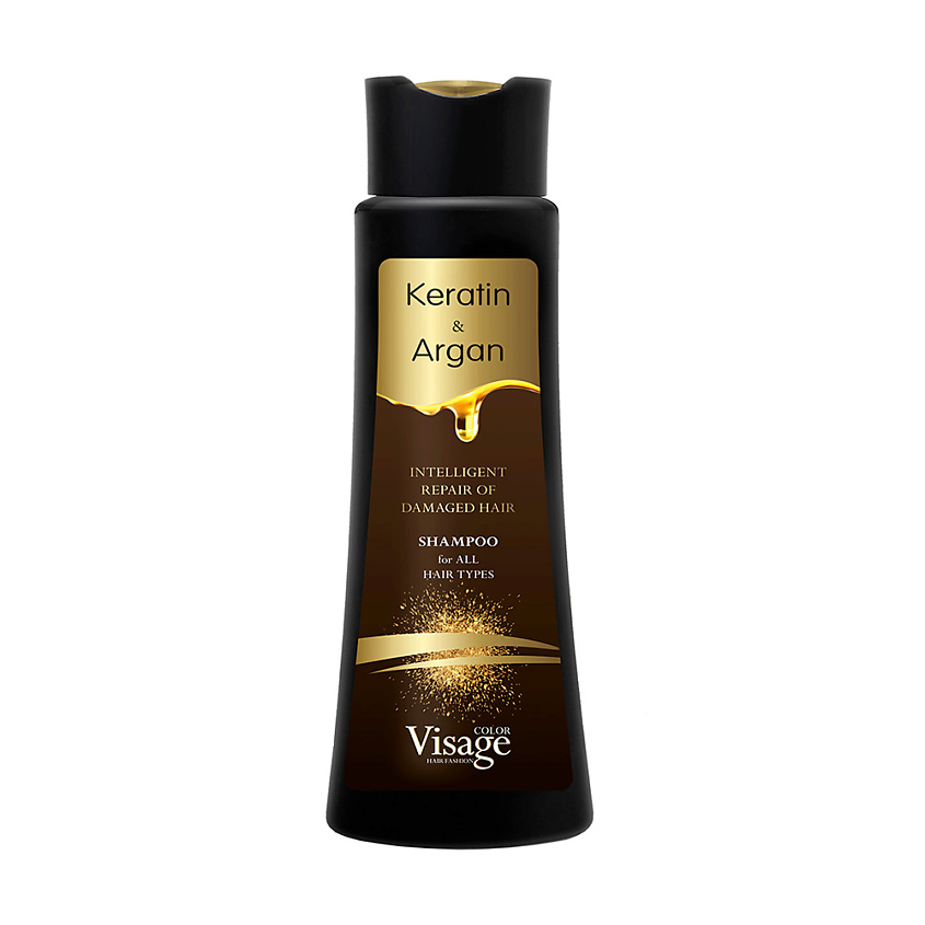 фото Шампунь кератин и арган shampoo keratin & argan 400 мл visage color hair fashion