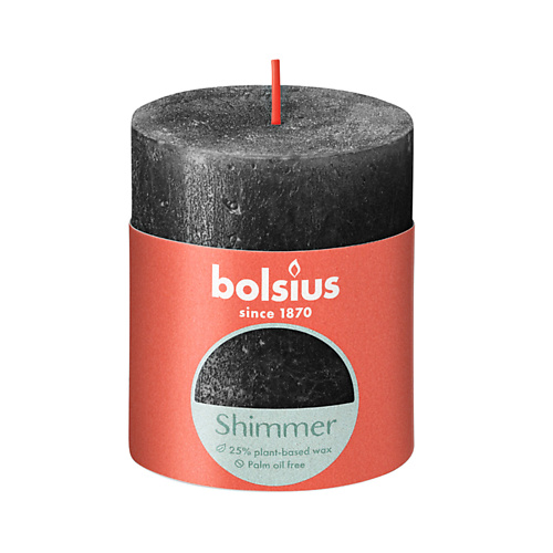 BOLSIUS Свеча рустик Shimmer антрацит 260 bolsius свеча в стекле арома яблоко с корицей 434