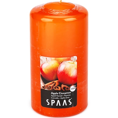 SPAAS Свеча-столбик ароматическая Яблоко с корицей 1 свеча ароматическая 8х5 см столбик горная лаванда 500624