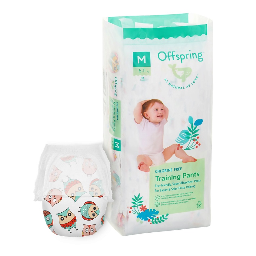 фото Трусики-подгузники, m 6-11 кг совы 42 мл offspring