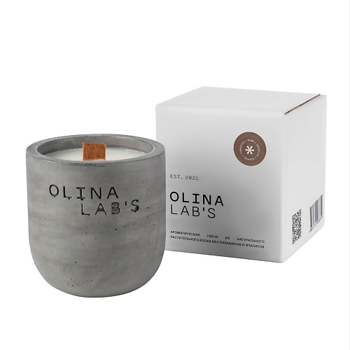 Свеча OLINALAB'S Свеча ароматическая в бетонном стакане Tobacco rum vanilla coffe фото