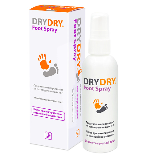 DRY DRY Дезодорант для ног Foot Spray 100.0 дезодорант для ног foot spray antiperspirant 4077 01 эвкалипт и лимон 150 мл
