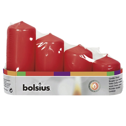 BOLSIUS Свечи столбик Bolsius Classic красные колба для свечи с наклейкой hand made 8 5 х 3 см