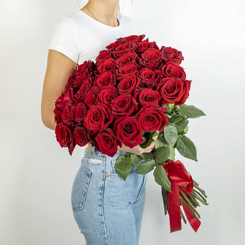 ЛЭТУАЛЬ FLOWERS Букет из высоких красных роз Эквадор 25 шт. (70 см) пакет крафтовый flowers for you 39 х 30 х 14 см
