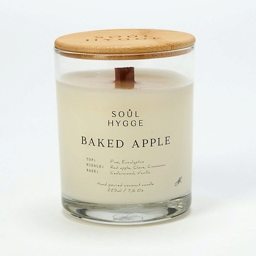 SOUL HYGGE Ароматическая свеча BAKED APPLE с деревянным фитилем 218 soul hygge ароматическая свеча baked apple c хлопковым фитилем 225