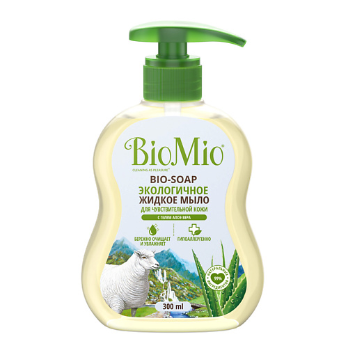 BIO MIO BIO-SOAP SENSITIVE жидкое мыло с гелем алоэ вера 300 мыло для рук lineahome алоэ вера и зеленый чай 600мл