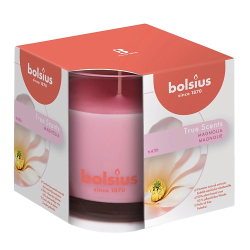 BOLSIUS Свеча в стекле арома True scents магнолия 679 bolsius подсвечник bolsius сandle accessories 77 72 белый для чайных свечей