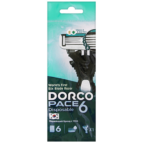 DORCO Бритва одноразовая PACE6, 6-лезвийная 1 dorco бритва с 2 сменными кассетами pace6 6 лезвийная