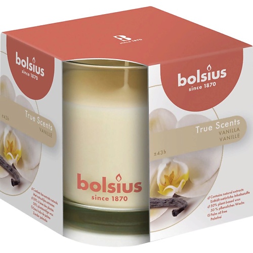 BOLSIUS Свеча в стекле арома True scents ваниль 679 bolsius свеча в стекле арома с пробкой восточная мягкость 403