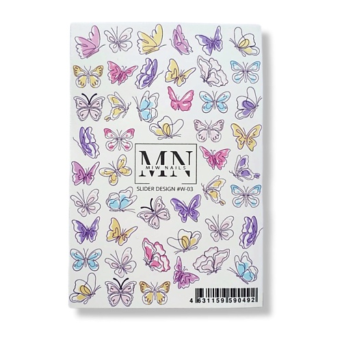 MIW NAILS Слайдер дизайн для маникюра бабочки раскраска а4 бабочки 16стр с наклейками