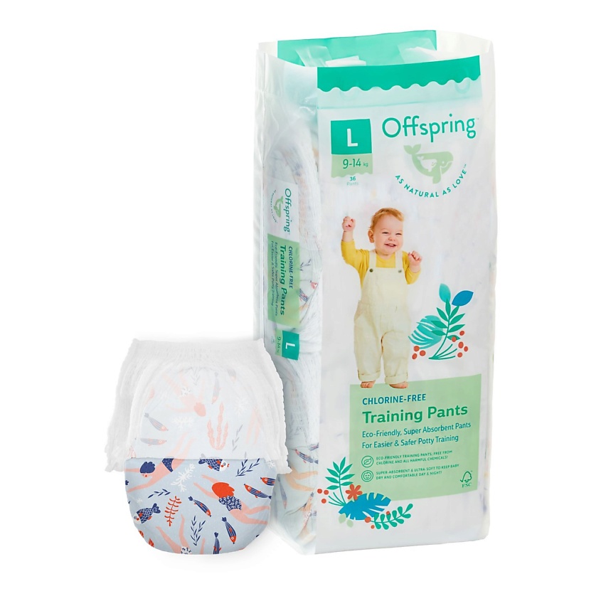 фото Трусики-подгузники, l 9-14 кг риф 36 мл offspring