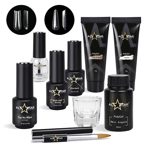ALL STAR PROFESSIONAL Набор для наращивания ногтей с полигелем №01 innovatis набор для светлых волос kit luxury ice shine