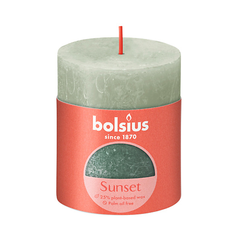 BOLSIUS Свеча рустик Sunset зеленый+синий 260 bolsius свеча столбик арома true scents ваниль 250