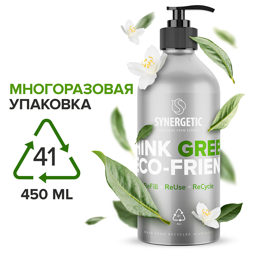 фото Synergetic диспенсер для косметических и моющих средств refill 450 мл. многоразовый флакон