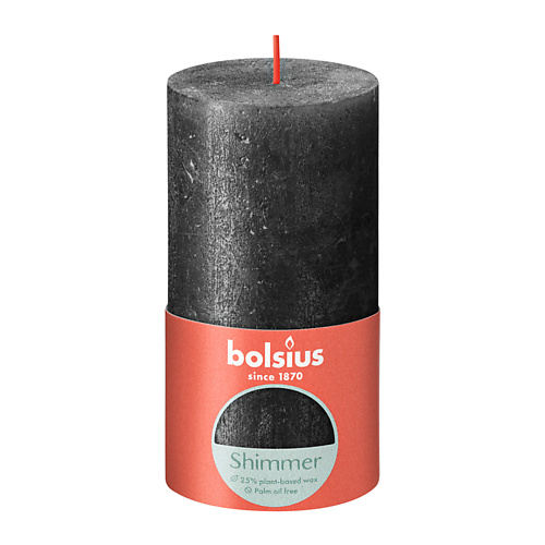 BOLSIUS Свеча рустик Shimmer антрацит 415 bolsius свеча в стекле ароматическая sensilight лаванда 480