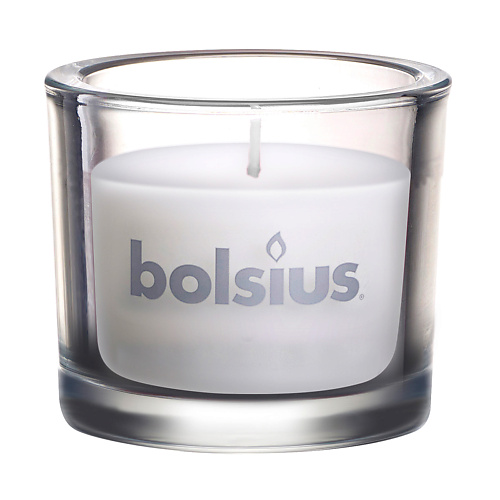 BOLSIUS Свеча в стекле Classic белая 764 ложка полубаская белая