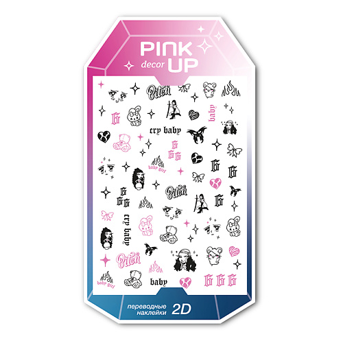 PINK UP Наклейки для ногтей переводные DECOR 2D наклейки смайлики в зоопарке