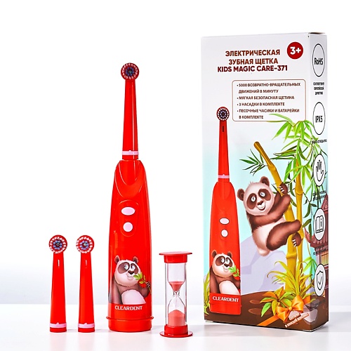 CLEARDENT Электрическая зубная щетка детская Kids Magic Care, панда Понго орал би з щетка детская стейджез 3 3 5лет
