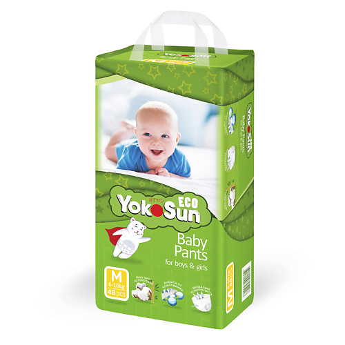 YOKOSUN Детские подгузники-трусики линейки Eco размер М 6-10 кг, 48 шт. 0.012 pikool подгузники трусики l 11 16 кг 54 0