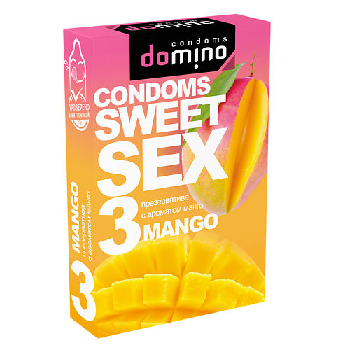 DOMINO CONDOMS Презервативы DOMINO SWEET SEX Mango 3 domino condoms презервативы domino sweet sex strawberry cocktail 3