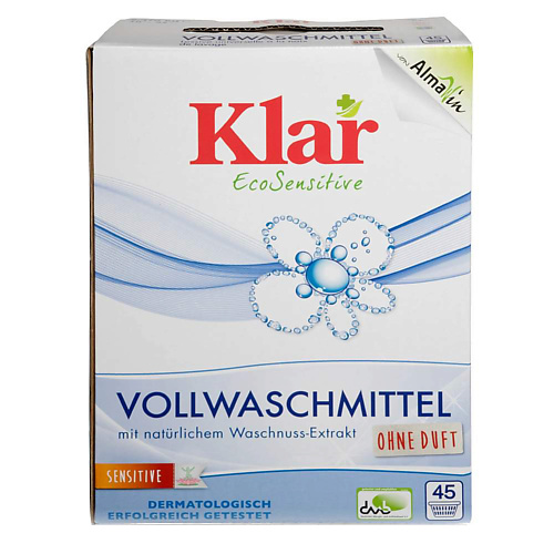 KLAR Стиральный порошок на мыльном орехе для белого и прочноокрашенного белья 2475 универсальный стиральный порошок ottaku bio complex с кондиционером 0 90 кг