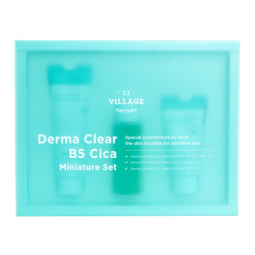 VILLAGE 11 FACTORY Успокаивающий набор для лица с центеллой Derma Clear B5 Cica Miniature Set dr g бальзам успокаивающий для точечного ухода r e d blemish clear soothing spot balm 30