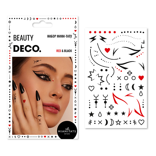 DECO. Набор переводных мини-тату by Miami tattoos (Red & Black) bio henna набор для домашнего окрашивания бровей хной мини брюнет