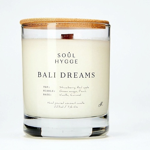 SOUL HYGGE Ароматическая свеча BALI DREAMS с деревянным фитилем 225 sofi de marko свеча ароматическая sakura dreams 500
