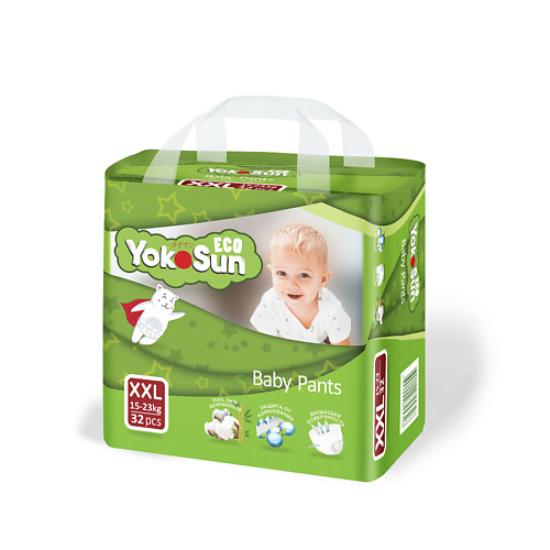 YOKOSUN Детские подгузники-трусики Eco размер XXL (15-23 кг), 32 шт. 0.01 yokosun подгузники трусики xl 12 20 кг 76 шт 0 033