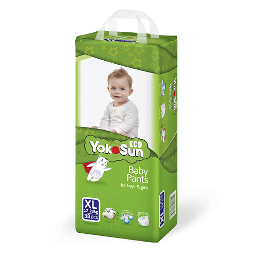 YOKOSUN Детские подгузники-трусики Eco размер XL (12-20 кг), 38 шт. 0.012 yokosun подгузники трусики premium xl 12 20 кг 38 шт 0 01