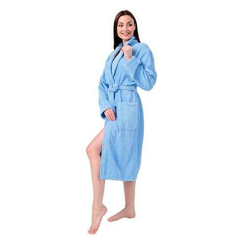 HOME ONE Халат махровый голубой халат кимоно бусидо с рукавами igrobeauty sms голубой 25 г м2 10 шт