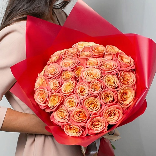 ЛЭТУАЛЬ FLOWERS Букет из персиковых роз 35 шт. (40 см) лэтуаль flowers композиция из мыла лагуна