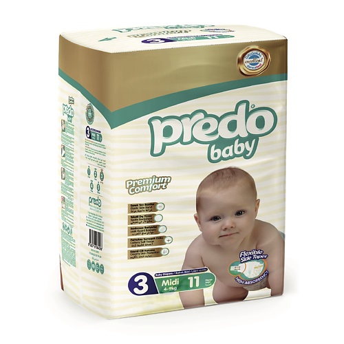 PREDO Подгузники для детей Baby midi № 3 11 predo подгузники трусы для взрослых l 13