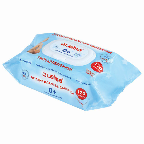 LAIMA Салфетки влажные детские гипоаллергенные 0+ 120 lp care салфетки влажные детские bubble gum 8 0