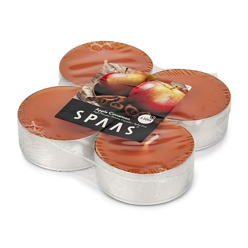 SPAAS Свеча чайная макси ароматическая Яблоко с корицей 1 boca aroma свеча ароматическая apple pie яблоко корица миндаль мускус 80