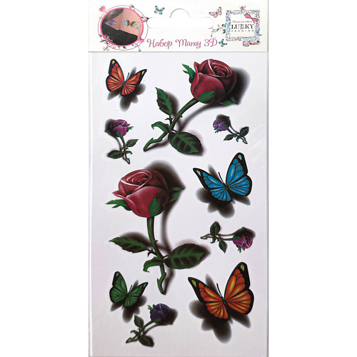 LUKKY Набор тату 3D, бабочки и розы шпажки декоративные дерево 50 шт бабочки y3 585
