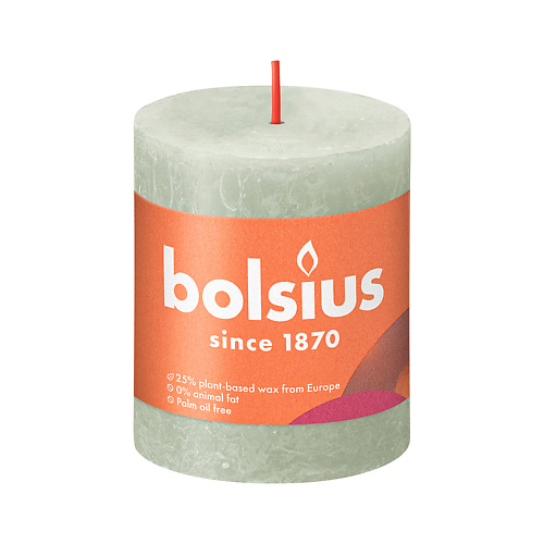 BOLSIUS Свеча рустик Shine туманный зеленый 260 bolsius подсвечник bolsius сandle accessories 75 70 для чайных свечей