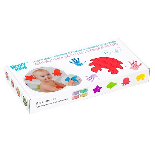 ROXY KIDS Набор антискользящих мини-ковриков для ванны с пальчиковыми красками копилка раскраска с красками гончик щенячий патруль